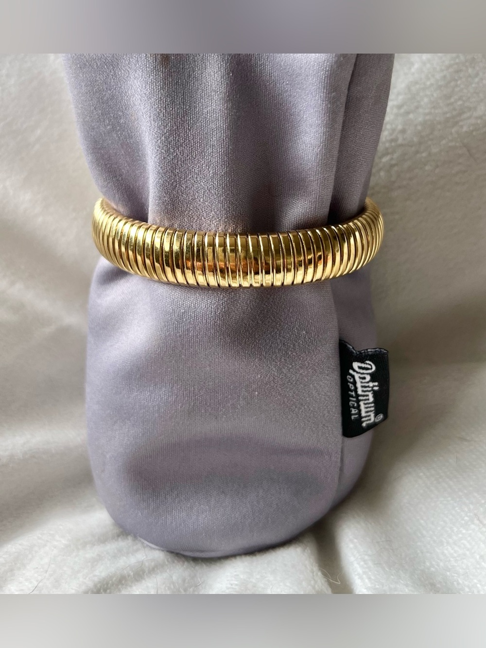 Gold Ribbed Bangle Bracelet - Picture 5 of 6